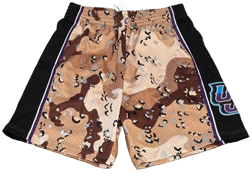 Utah Jazz Mitchell & Ness Hardwood Classic 1998-99 Camo Army Shorts Mens L New